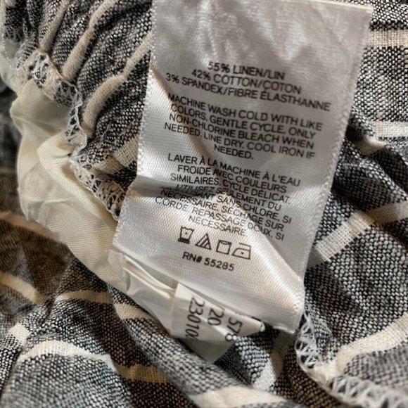 Express Womens Small Short Shorts Linen Blend Gray Striped High Rise Stretch - Picture 6 of 12